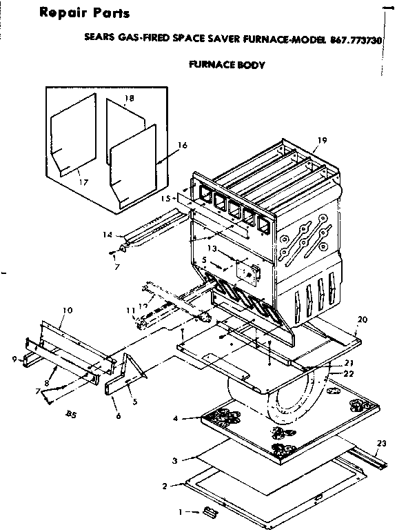 Kenmore 867773730 furnace body diagram