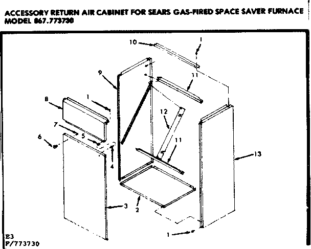 Kenmore 867773730 accessory return air cabinet diagram