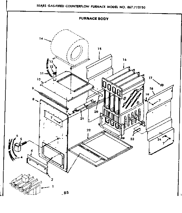 Kenmore 867773750 furnace body diagram