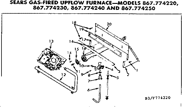 Kenmore 867774220 gas burners and manifold diagram