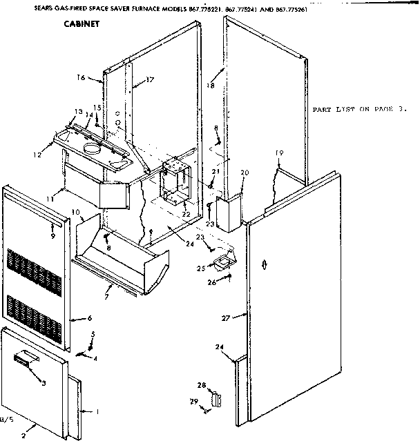 Kenmore 867775221 cabinet diagram