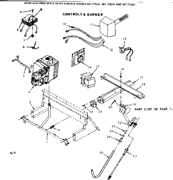 Kenmore 867775221 controls & burner diagram