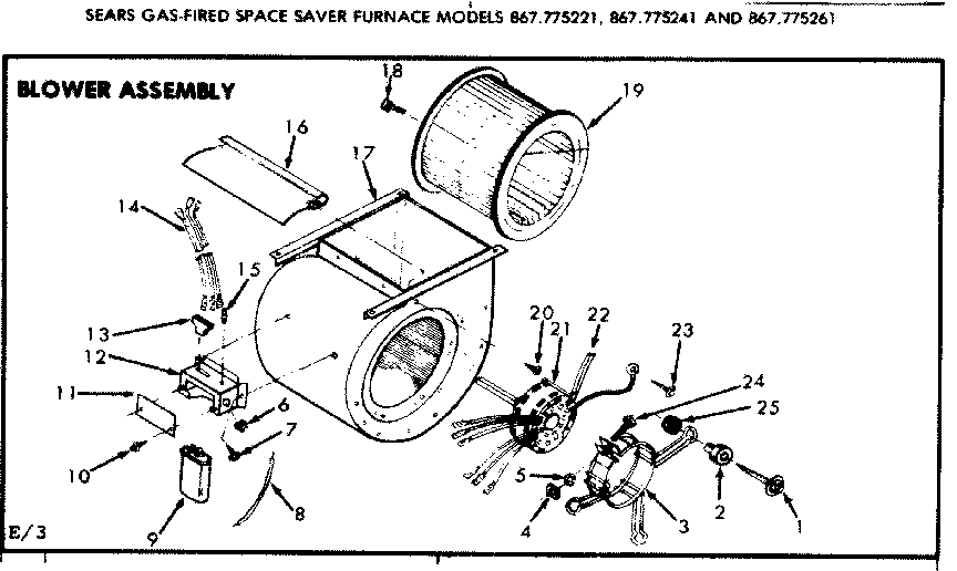 Kenmore 867775221 blower assembly diagram