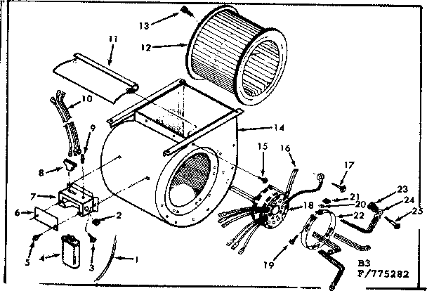 Kenmore 867775282 blower assembly diagram