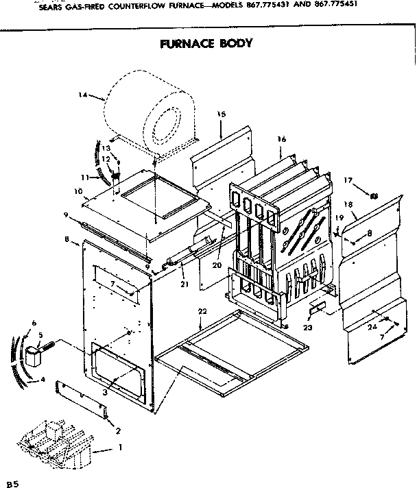Kenmore 867775451 furnace body diagram