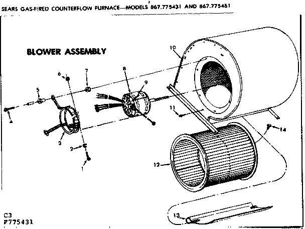 Kenmore 867775451 blower assembly diagram
