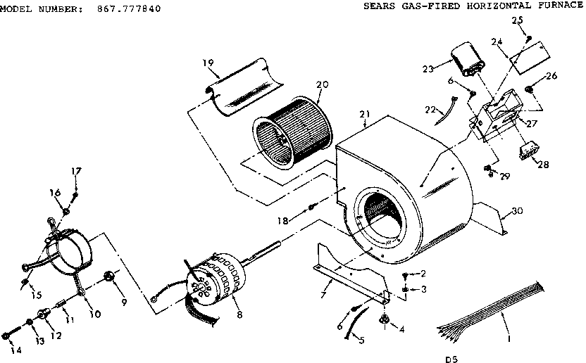 Kenmore 867777840 blower assembly diagram