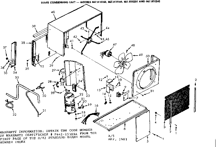 Kenmore 867810231 functional replacement parts diagram