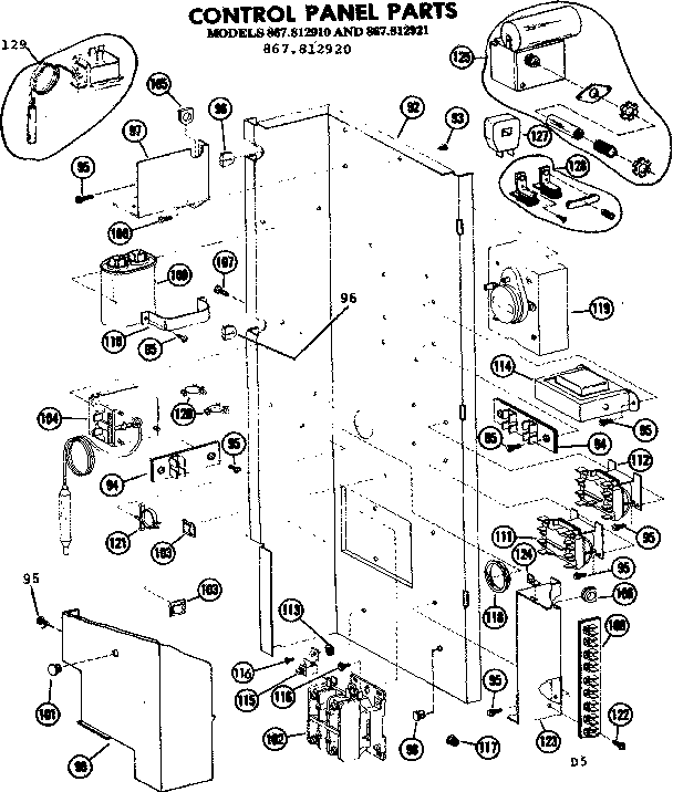 Kenmore 867812931 control panel parts diagram
