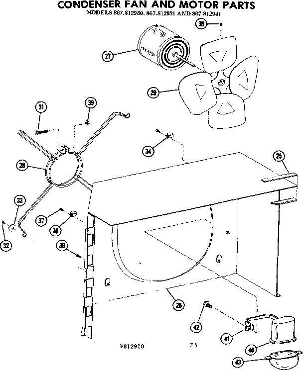 Kenmore 867812931 condenser fan and motor parts diagram