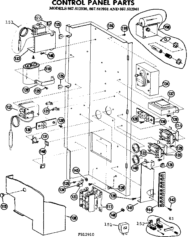 Kenmore 867812931 control panel parts diagram