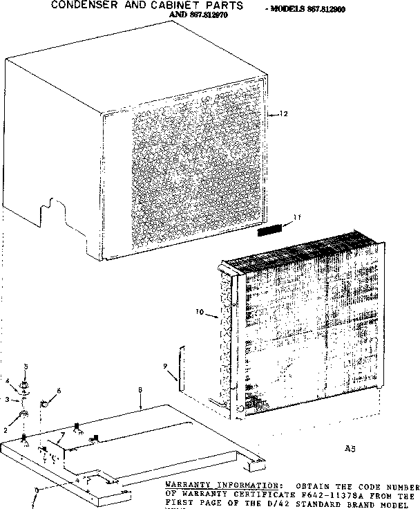 Kenmore 867812960 condenser and cabinet parts diagram
