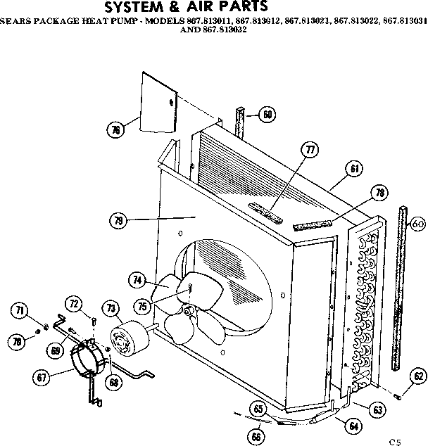Kenmore 867813051 system and air parts diagram