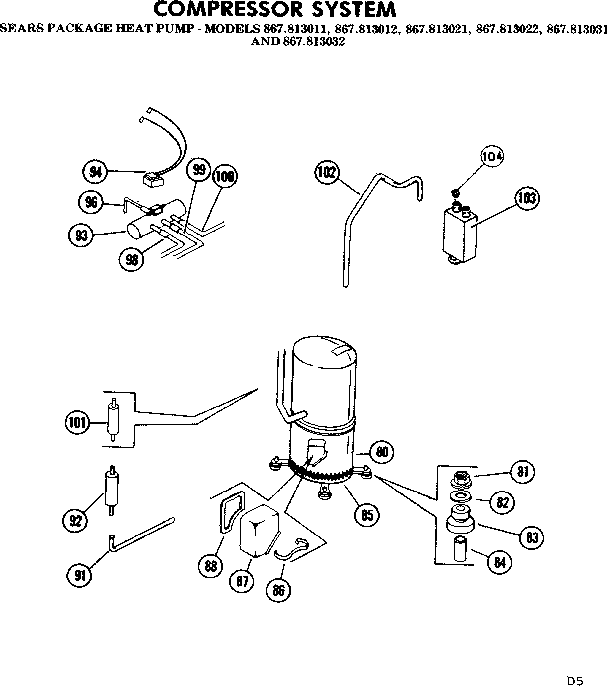Kenmore 867813051 compressor system diagram