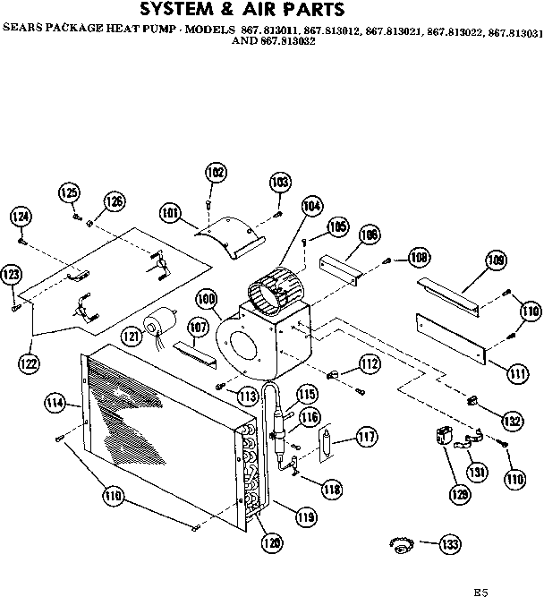 Kenmore 867813051 system and air parts diagram