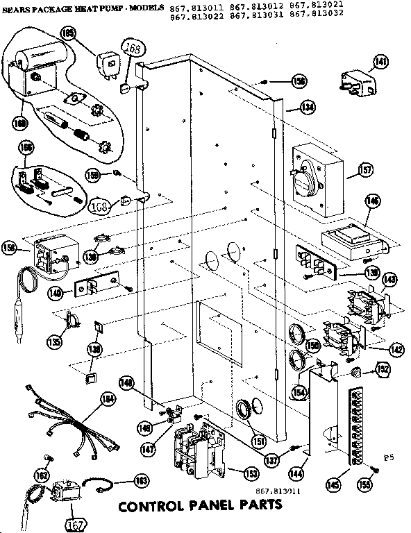 Kenmore 867813051 control panel parts diagram