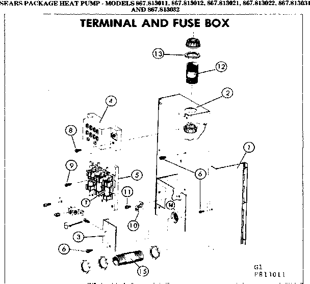 Kenmore 867813051 terminal and fuse box diagram