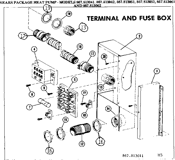 Kenmore 867813051 terminal and fuse box diagram