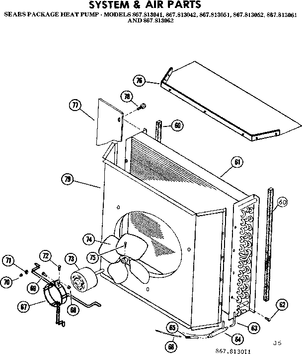 Kenmore 867813051 system and air parts diagram