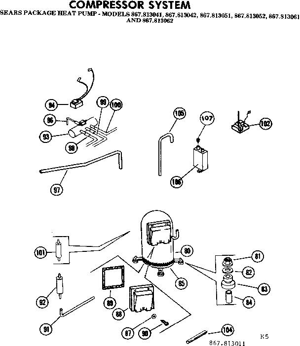 Kenmore 867813051 compressor system diagram