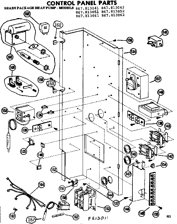 Kenmore 867813051 control panel parts diagram