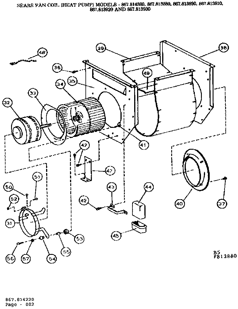 Kenmore 867814160 blower assembly diagram