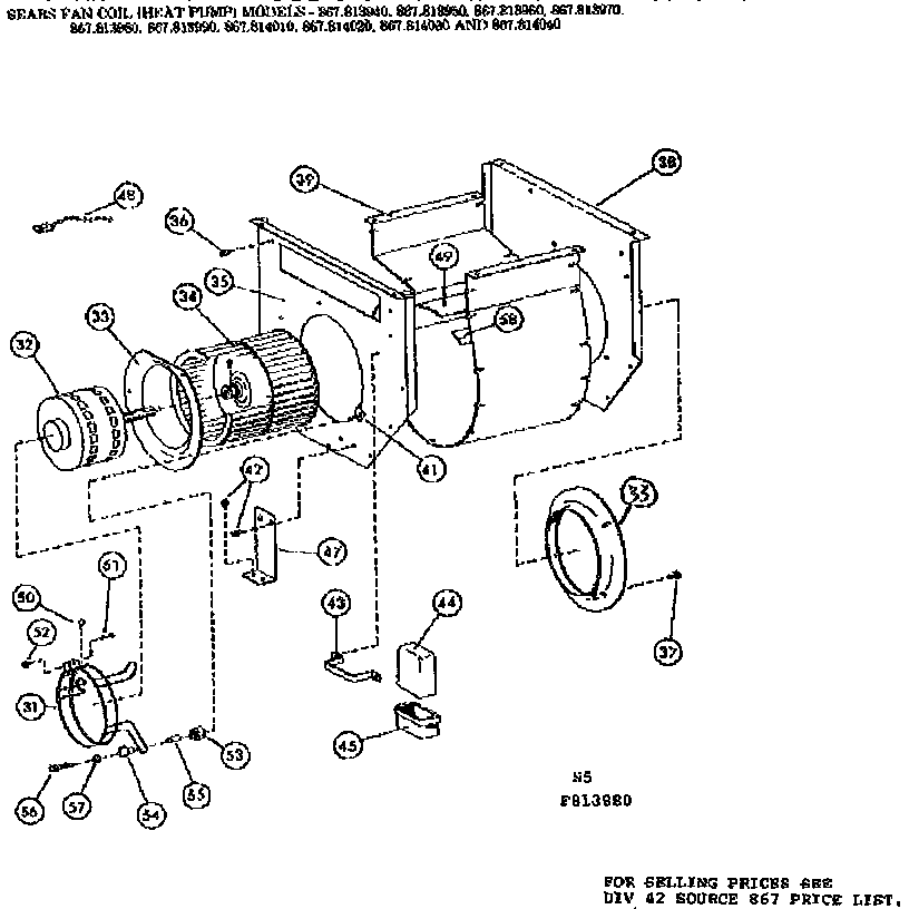 Kenmore 867814160 blower assembly/813940 diagram
