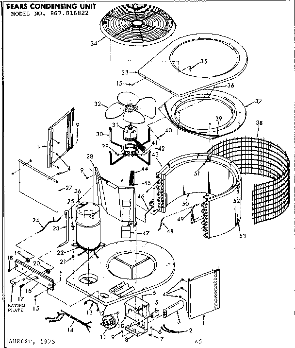 Kenmore 867816822 unit parts diagram