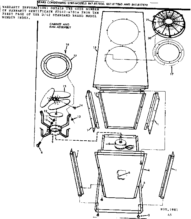 Kenmore 867817850 non-functional replacement parts diagram