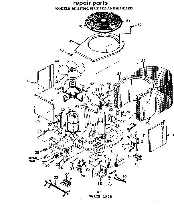 Kenmore 867817920 unit parts diagram