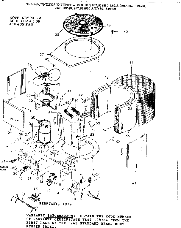 Kenmore 867819530 unit parts diagram