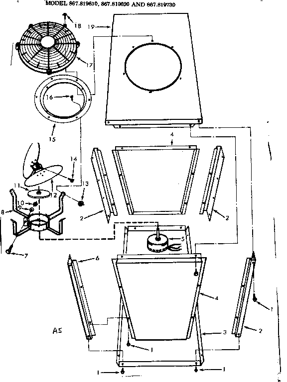 Kenmore 867819640 cabinet and fan assembly diagram