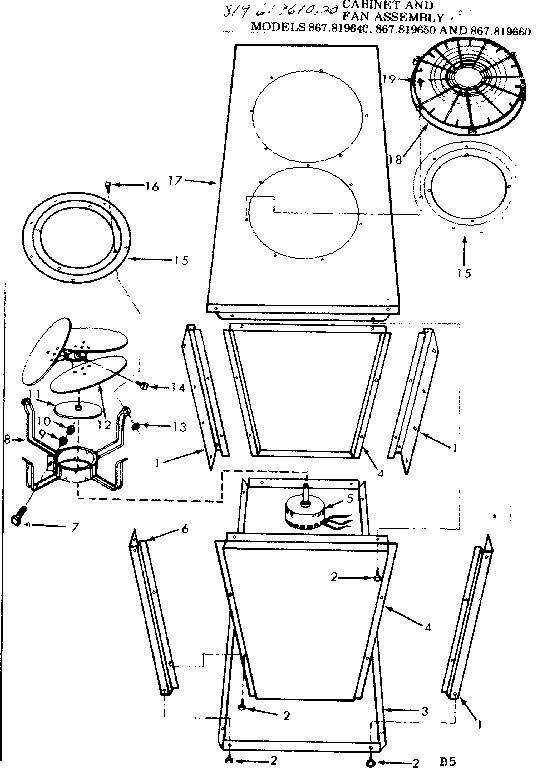 Kenmore 867819640 cabinet and fan assembly diagram