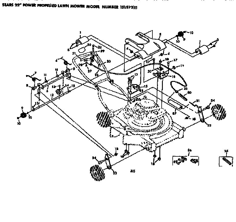 Craftsman 131973111 handle assembly diagram