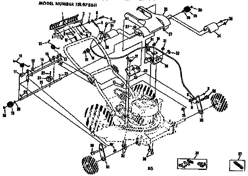 Craftsman 131973611 handle assembly diagram
