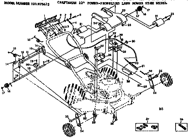 Craftsman 131973612 handle assembly diagram