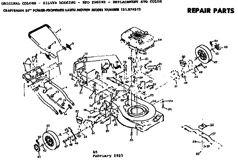 Craftsman 131974312 mower deck diagram