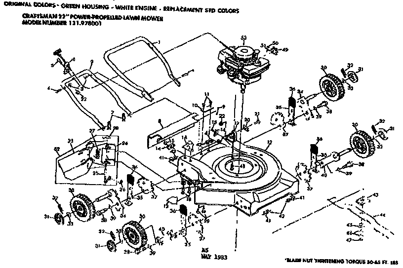 Craftsman 131978101 mower deck diagram