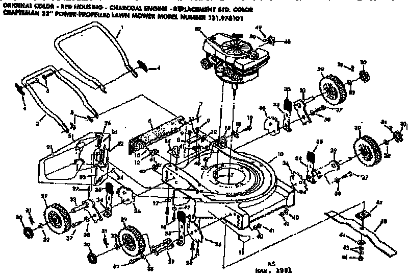 Craftsman 131978101 mower deck diagram