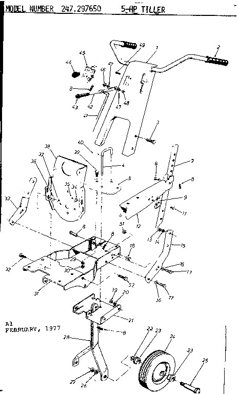 Craftsman 247297650 handle assembly diagram