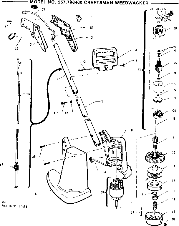 Craftsman 257798400 replacement parts diagram