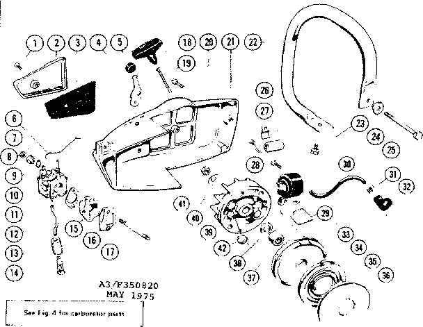 Craftsman 358350820-1975 handle assembly diagram