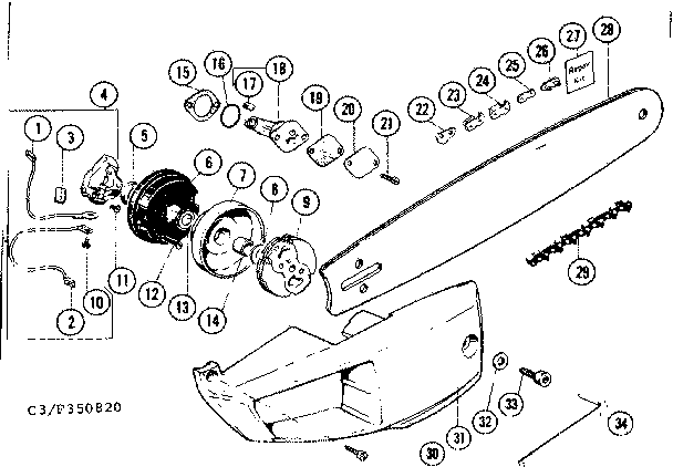 Craftsman 358350820-1975 guide bar diagram