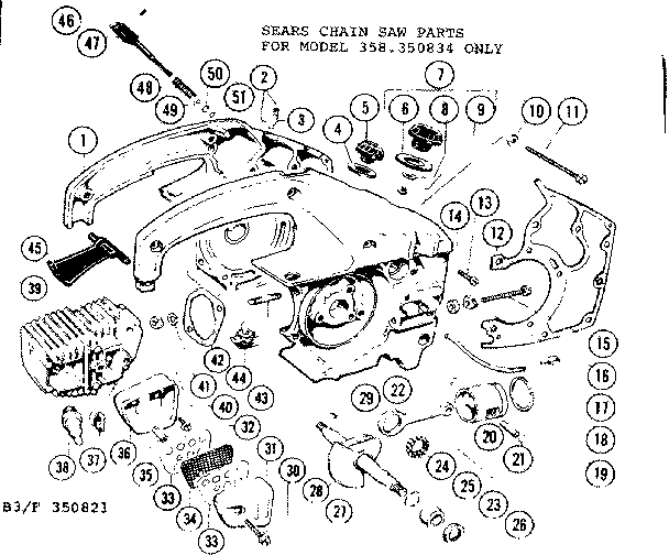 Craftsman 358350821-1980 main frame diagram