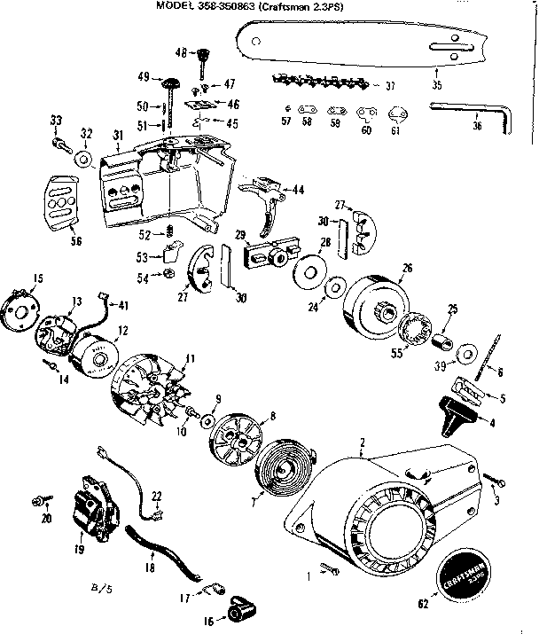 Craftsman 358350863 flywheel assembly-358.350863 diagram