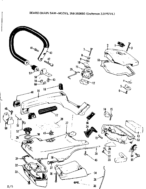 Craftsman 358350870-1976 handle assembly-358.350880 diagram