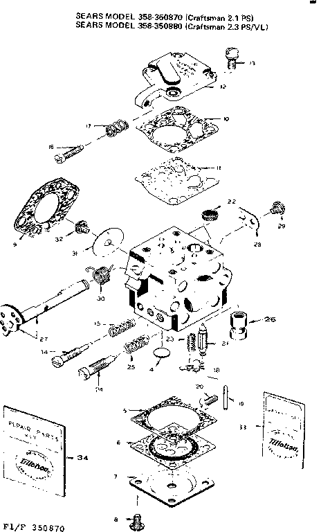 Craftsman 358350870-1976 carburetor diagram