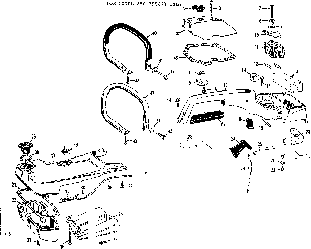 Craftsman 358350871 handle assembly- 358.350831 diagram
