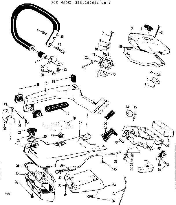 Craftsman 358350871 handle assembly-358.350881 diagram