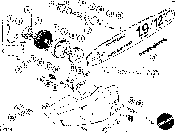 Craftsman 358350911 guide bar diagram